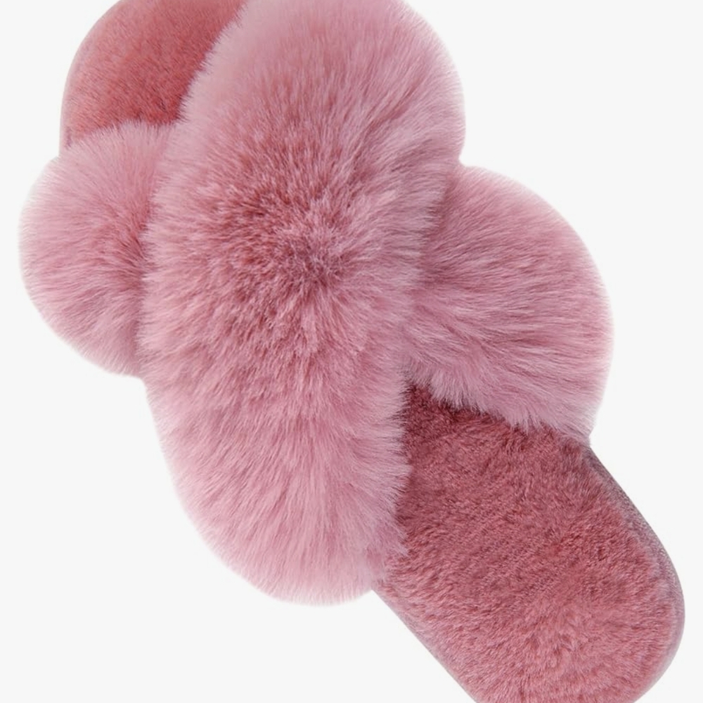 Pink Fluffy Women's Slippers